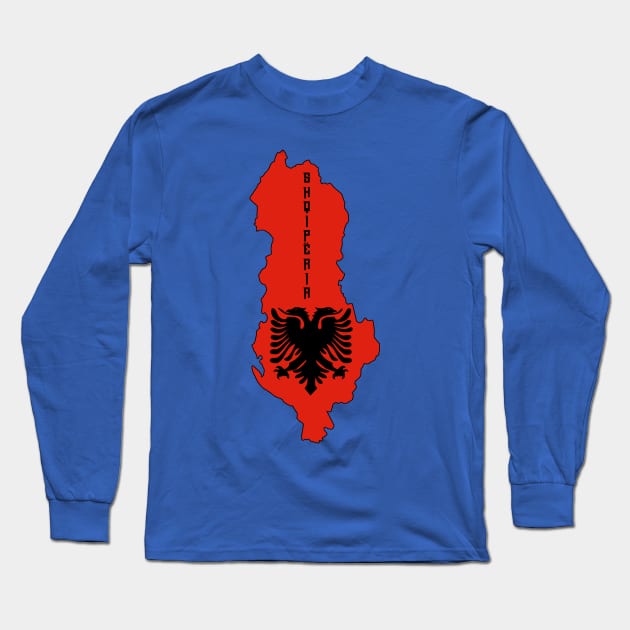 Albania flag & map Long Sleeve T-Shirt by Travellers